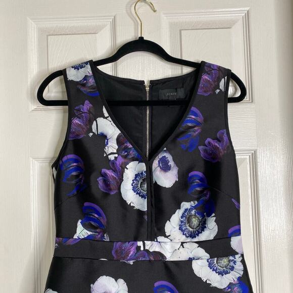 J CREW Violet Poppy A Line Brocade Dress Size 8 E4196 Party Cocktail Floral - Picture 4 of 8